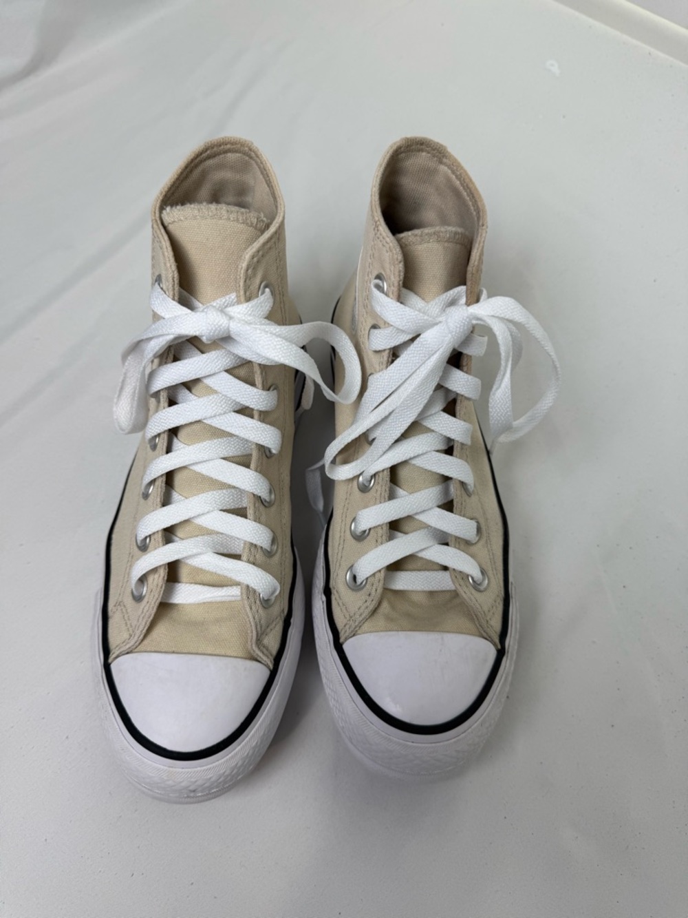 Converse ALL STAR Platform High-Top Canvas Sneakers Natural Ivory Sz 6.5